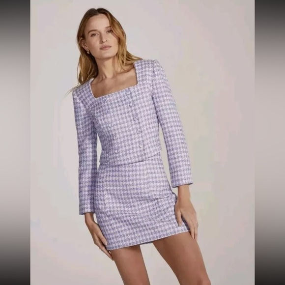 NWT Favorite Daughter Dasha Tweed Blazer Top Lilac Plaid Sz 6 - Picture 1 of 11